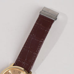 Men Wrist Watch Golden Dial With Maroon Strap C