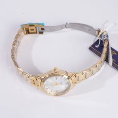 Women Stylish Chain Wrist Watch Golden With White Dial