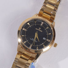 Women Stylish Chain Wrist Watch Golden With Black Dial