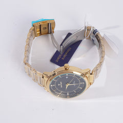 Mens Stylish Chain Wrist Watch Golden With Black Dial