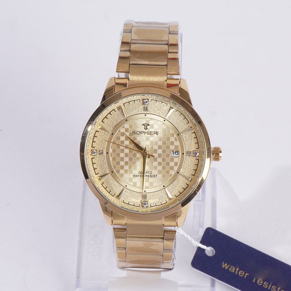 Mens Stylish Chain Wrist Watch Golden