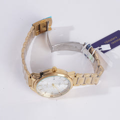 Mens Stylish Chain Wrist Watch Golden With White Dial