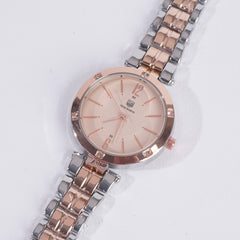 Two Tone Women Stylish Chain Wrist Watch Silver&Rosegold