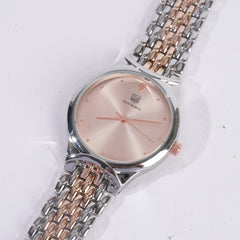 Two Tone Women Stylish Chain Wrist Watch Silver&Rosegold