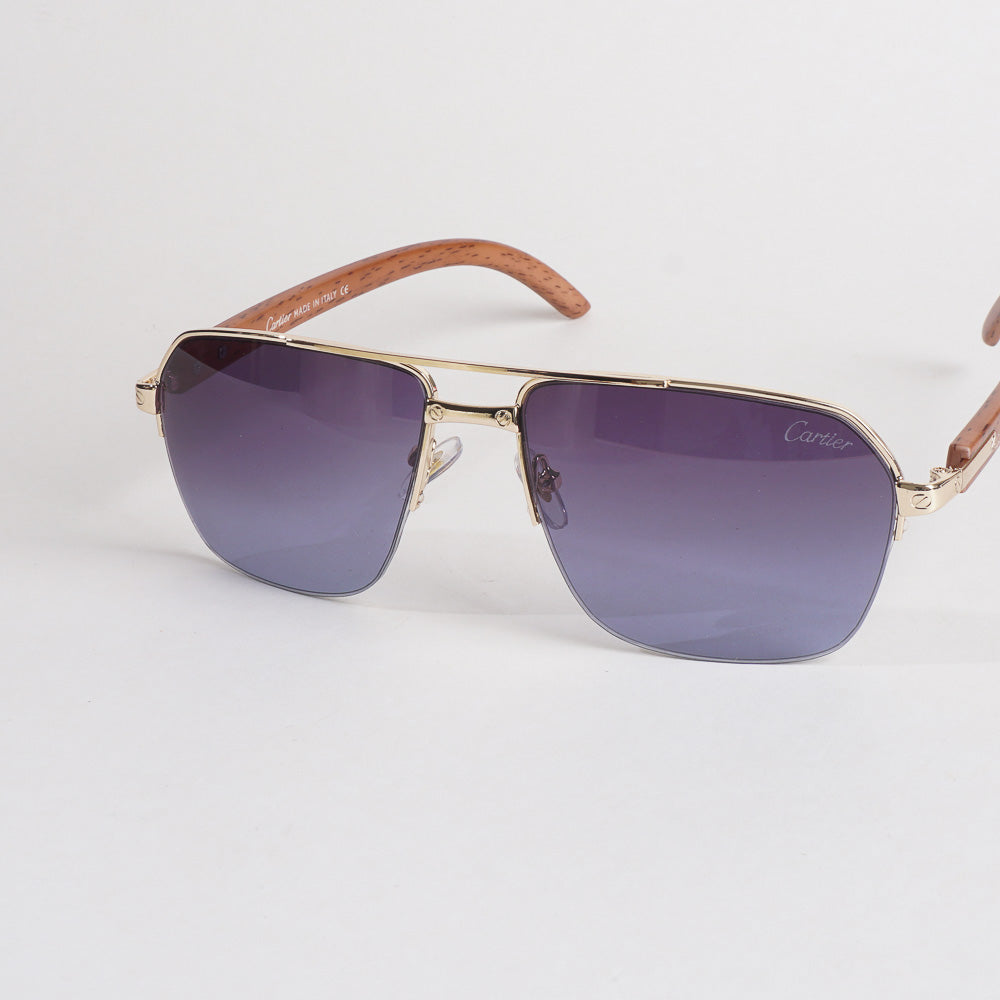 Golden Frame Sunglasses with Blue Shade