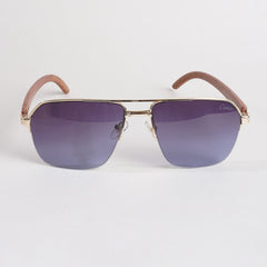 Golden Frame Sunglasses with Blue Shade