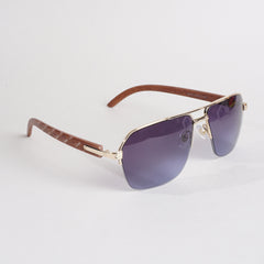 Golden Frame Sunglasses with Blue Shade