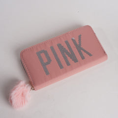 Pink PU Leather P02216 Fashion Women long Wallet Purse