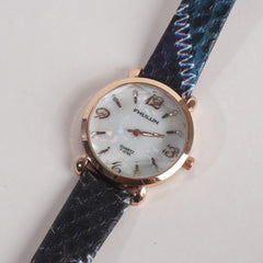 BLACK STRAP GOLDEN DIAL WOMEN WATCH