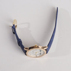 Golden Dial Mens Wrist Watch Blue Strap