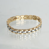 Two Tone Silver & Golden Chain Mens Bracelets 10mm