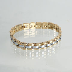 Two Tone Silver & Golden Chain Mens Bracelets 10mm