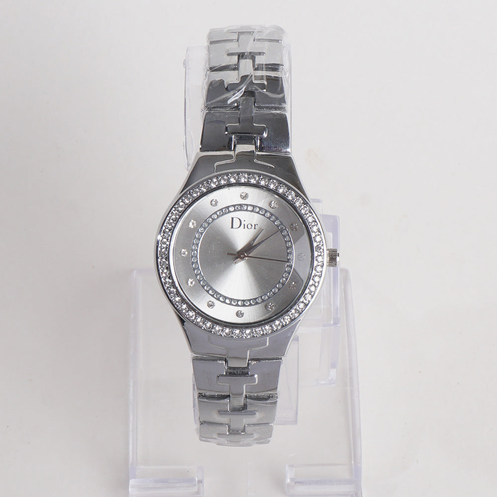 Women Stylish Chain Wrist Watch Silver Dial