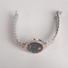 Two Tone Women Chain Wrist Watch Rosegold C Black