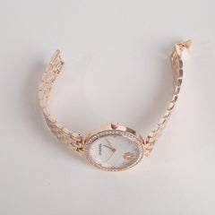 Women Chain Wrist Watch Rosegold C White