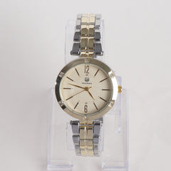 Two Tone Women Stylish Chain Wrist Watch Silver&Golden With Golden Dial