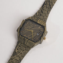 New Women Stylish Chain Wrist Watch Black&Yellow Shade