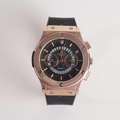 Men Casual Watch Golden Dial With Black Strap