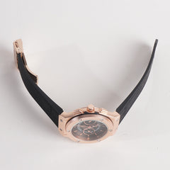 Men Casual Watch Golden Dial With Black Strap