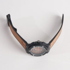 Men Casual Watch Black Dial With Brown Strap
