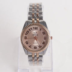 Two Tone Women Stylish Chain Wrist Watch Rosegold Dial