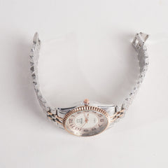 Two Tone Women Stylish Chain Wrist Watch White Dial