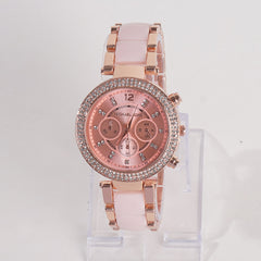 Women Chain Wrist Watch MK Rosegold Pink