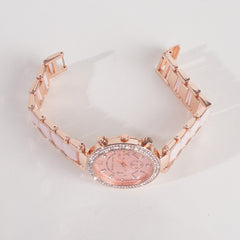 Women Chain Wrist Watch MK Rosegold Pink