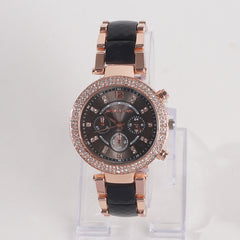Women Chain Wrist Watch MK Rosegold Black