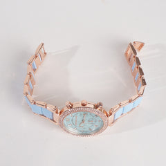 Women Chain Wrist Watch MK Rosegold Cyan