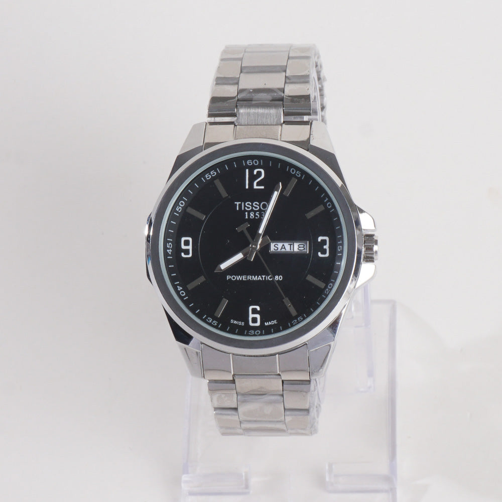 Silver Black Dial TBS-T Chain Watch