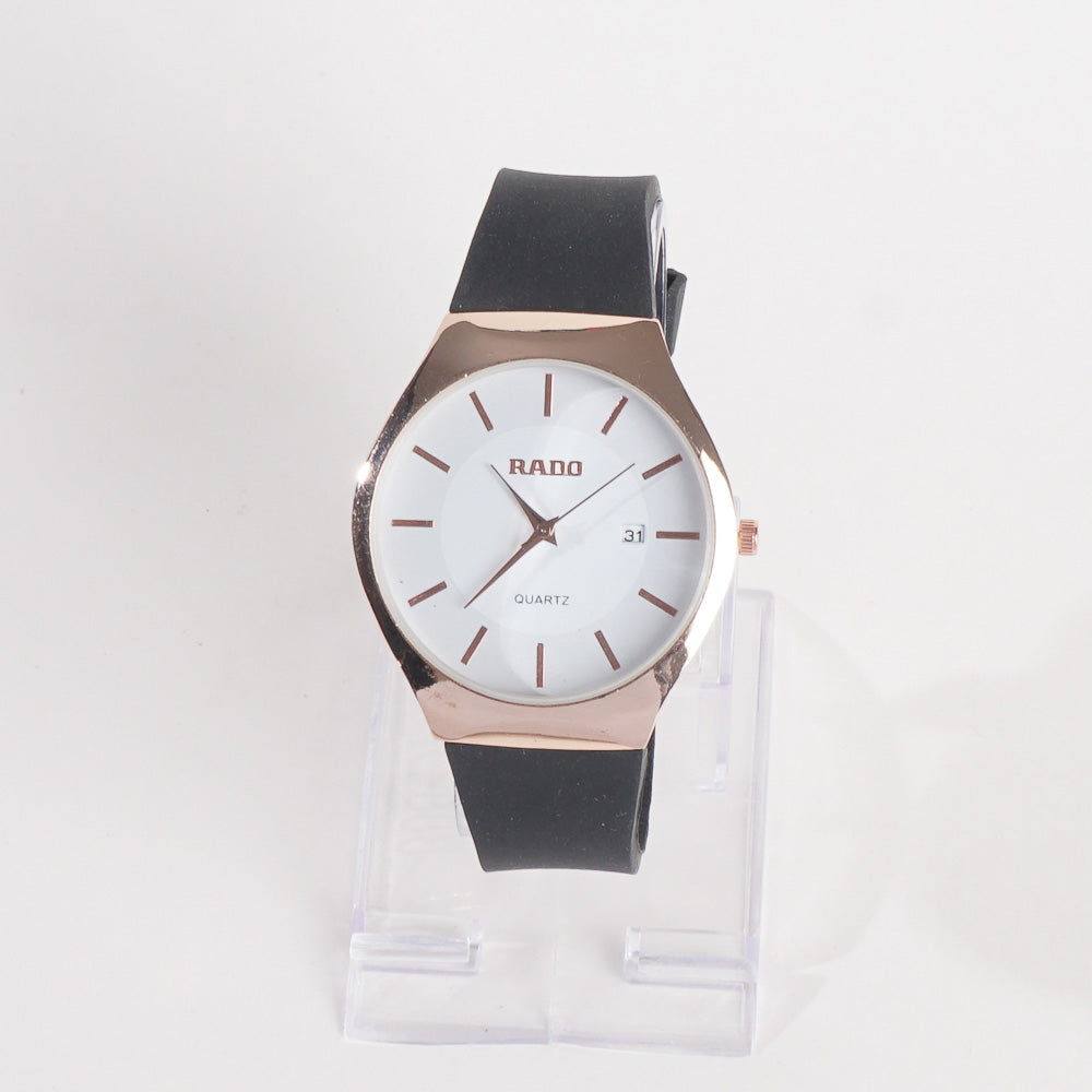 Men Casual Watch Black with White Dial R