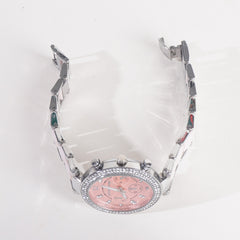 Women Chain Wrist Watch MK Silver Pink