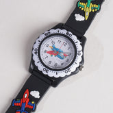 Kids Flower Design Watch Black