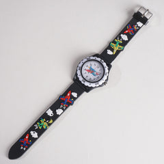 Kids Flower Design Watch Black