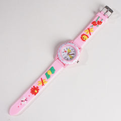 Kids Flower Design Watch Pink