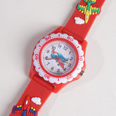 Kids Flower Design Watch Red