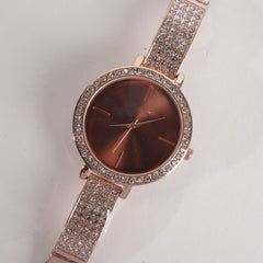 Women Stylish Chain Wrist Watch Rosegold MK