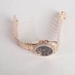 Women Stylish Chain Wrist Watch Rosegold With Black Dial G