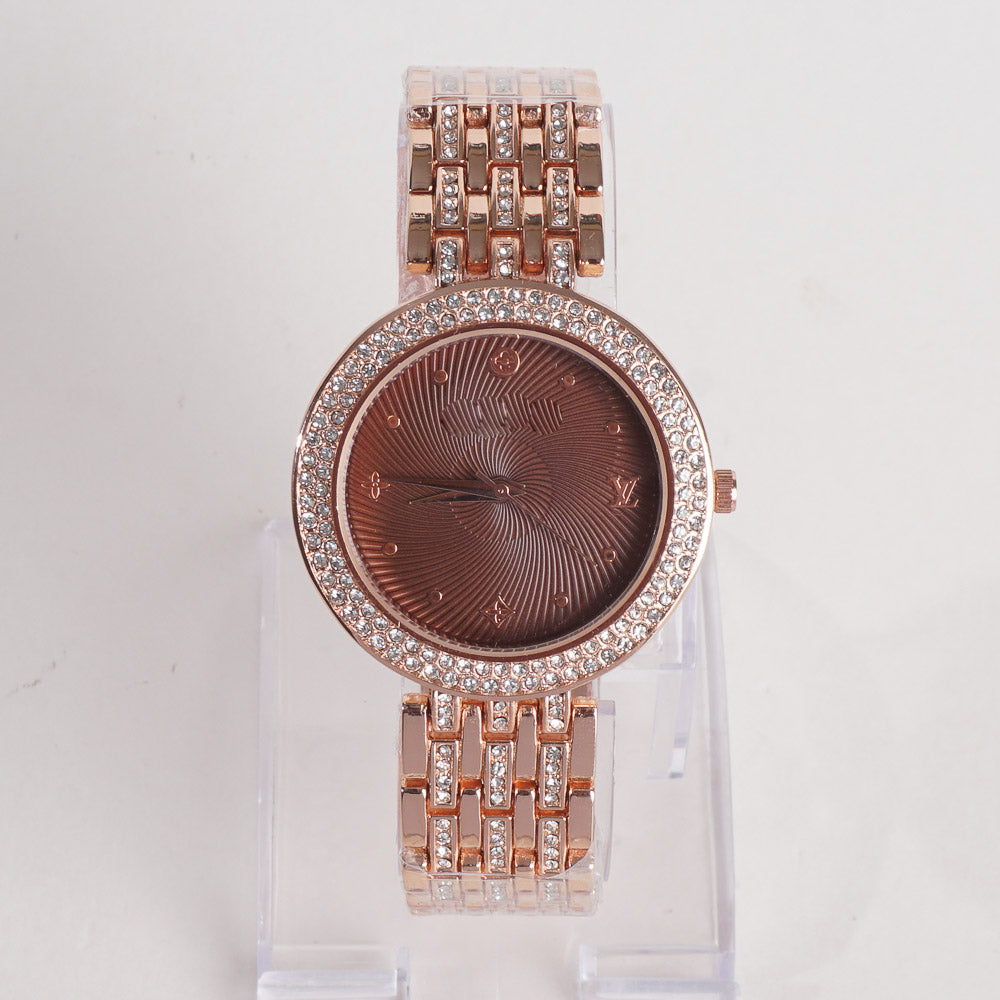 Women Stylish Chain Wrist Watch Rosegold