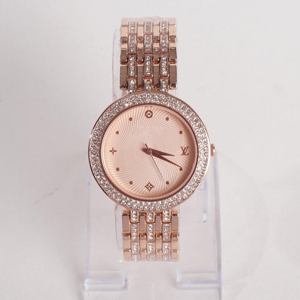 Women Stylish Chain Wrist Watch Rosegold