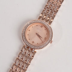 Women Stylish Chain Wrist Watch Rosegold