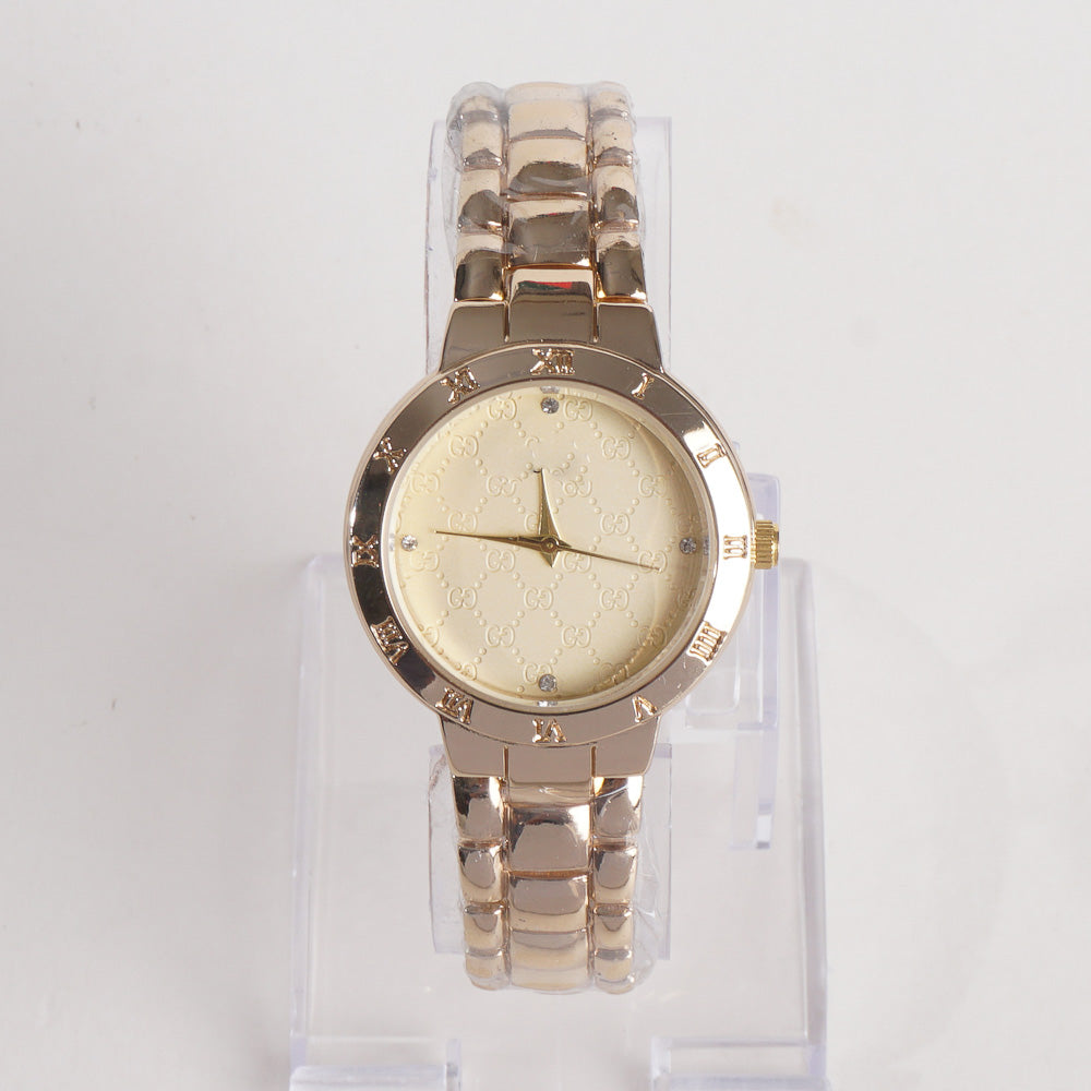 Women Stylish Chain Wrist Watch Golden G