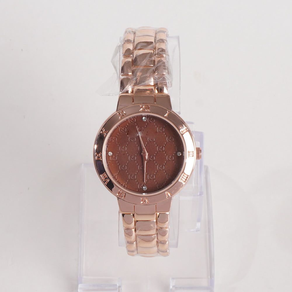 Women Stylish Chain Wrist Watch Rosegold G