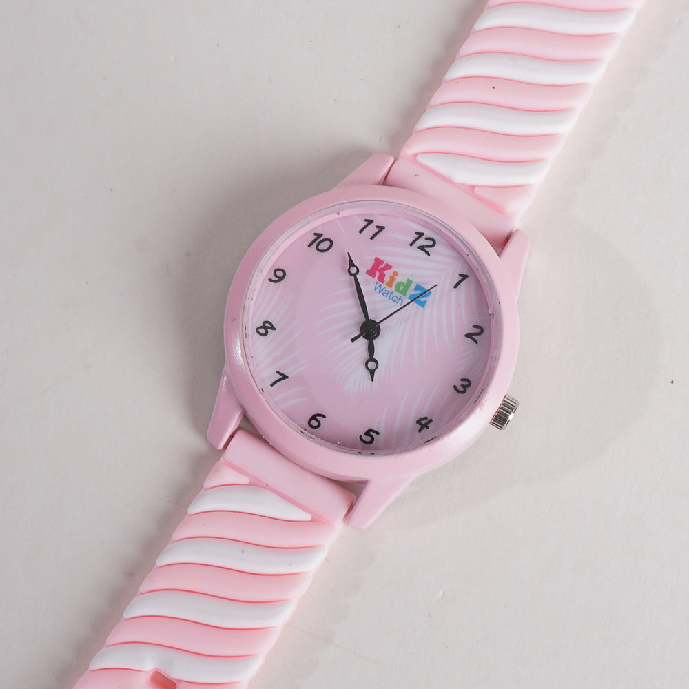 Rubber Strap Fashion Dial Wrist Watch Light Pink
