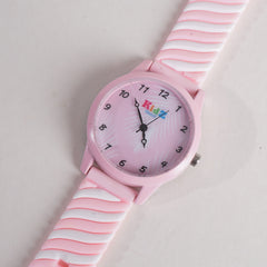 Rubber Strap Fashion Dial Wrist Watch Light Pink