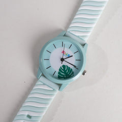 Rubber Strap Fashion Dial Wrist Watch Light Green