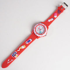 Kids Flower Design Watch Red