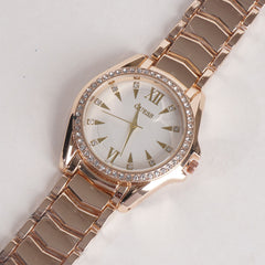 Women Stylish Chain Wrist Watch Rosegold With White Dial G