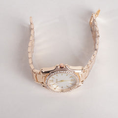 Women Stylish Chain Wrist Watch Rosegold With White Dial G